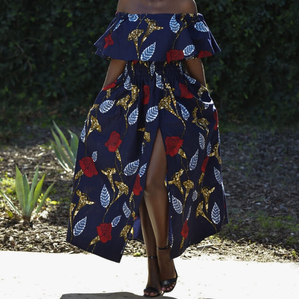 African print Floral dress ( cotton) with pockets
